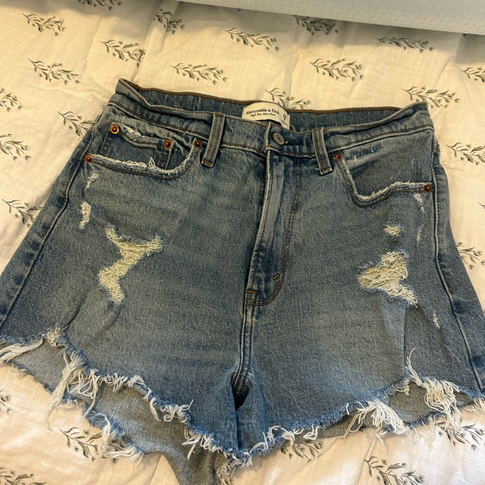 Abercrombie & Fitch Blue Distressed Jean Shorts